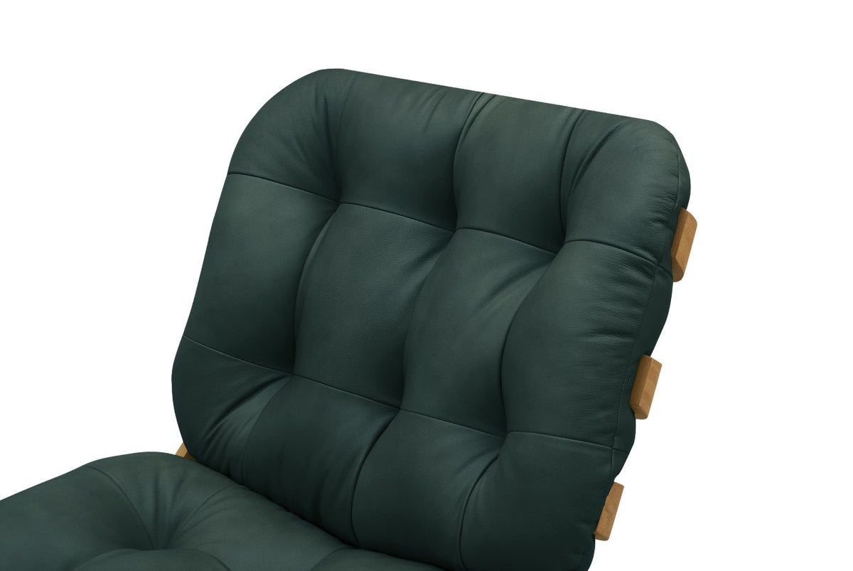 Poltrona y Puff Costelo Cuero Verde