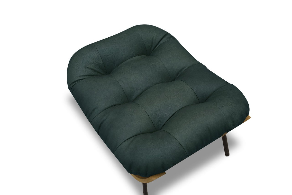 Poltrona y Puff Costelo Cuero Verde