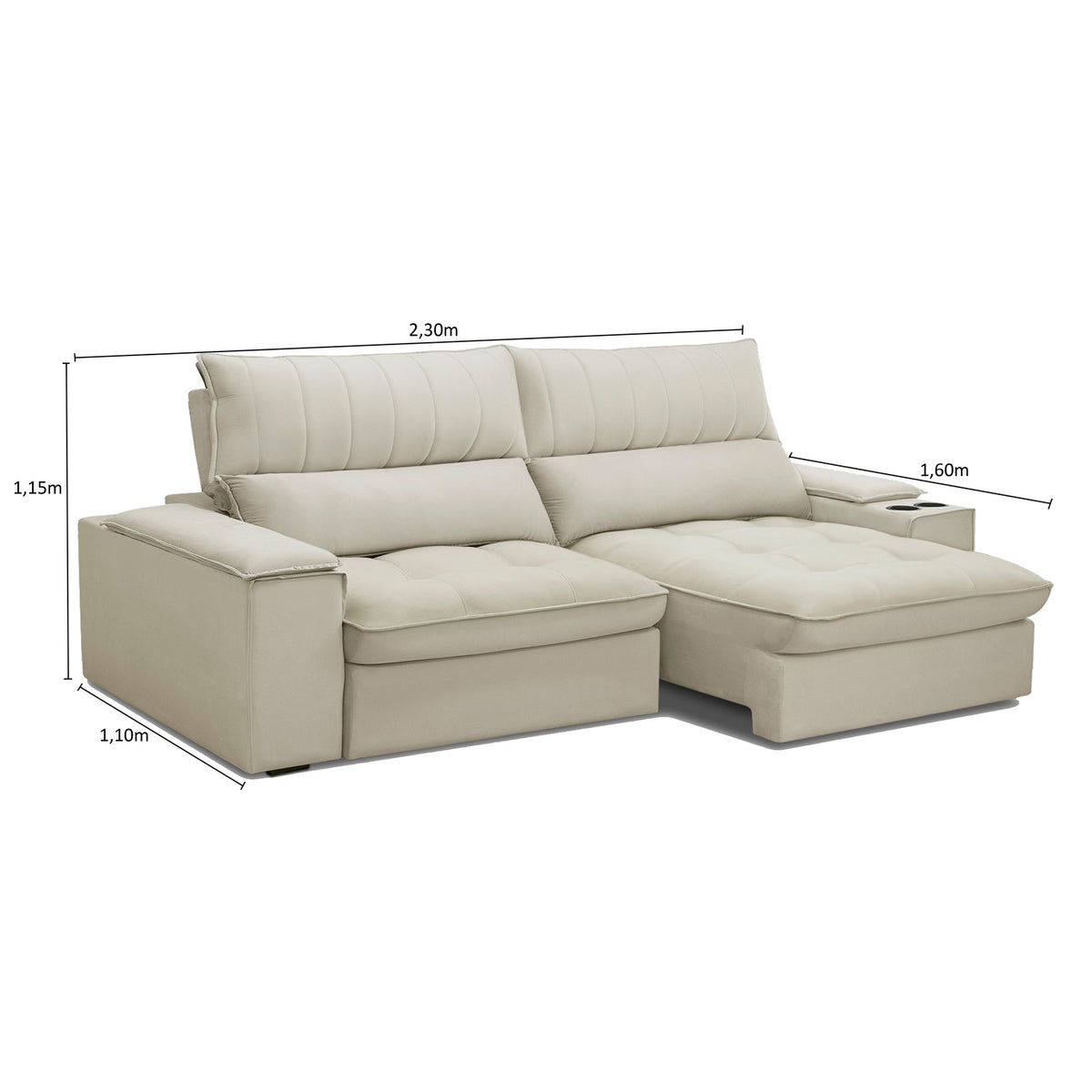 Sofá Bariloche 3 Cuerpos Reclinable Beige